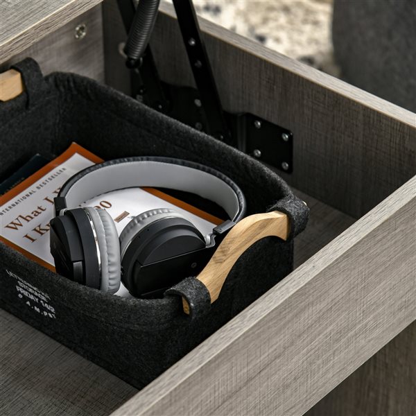 HOMCOM Particle Board Lift Top Grey Coffee Table with Hidden Storage