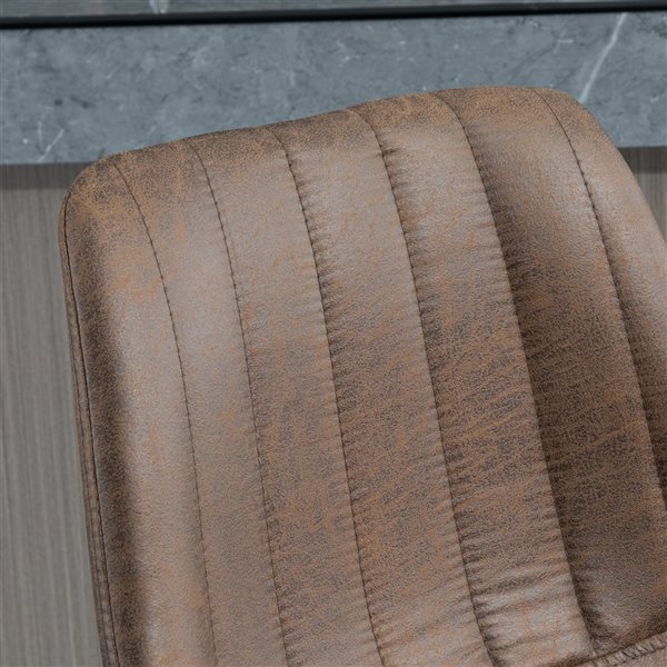 HOMCOM 2-Pack Brown and Black Adjustable Height Upholstered Swivel Retro Microfibre Stool