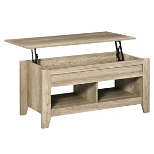 HomCom Particle Board Lift Top Coffee Table with Hidden Storage - Oak