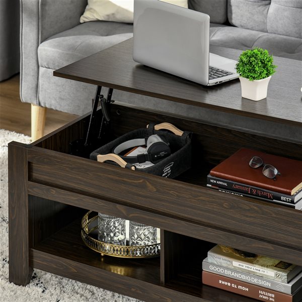 Dark walnut lift on sale top coffee table