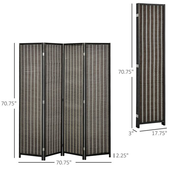 HOMCOM 4-Panel Brown Foldable Bamboo  Privacy Screen