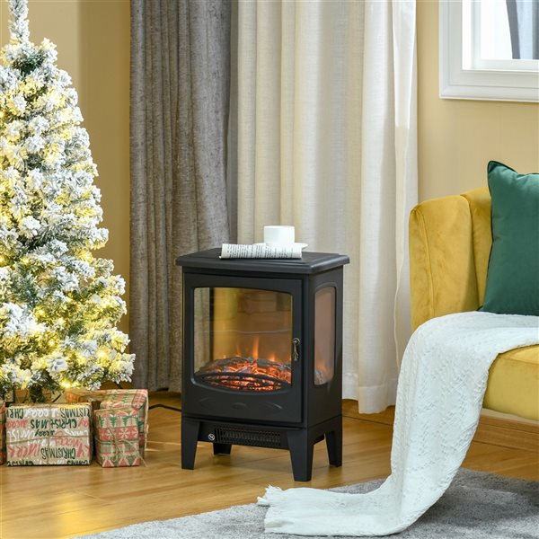 HomCom 15.25-in W Black LED Electric Fireplace