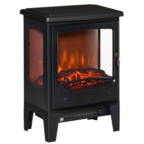 HomCom 15.25-in W Black LED Electric Fireplace