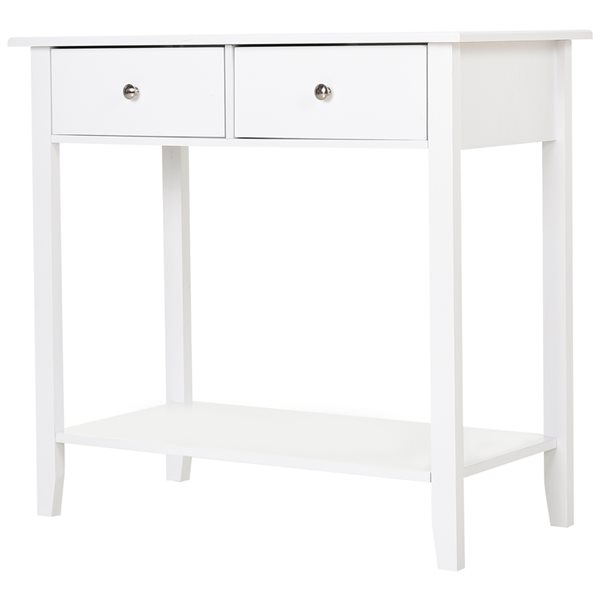 HomCom 31.5-in White Modern/Contemporary Console Table with 2-Drawer ...