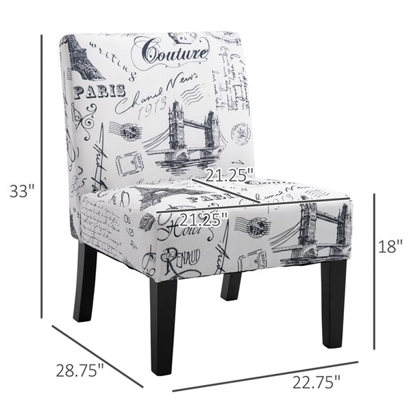 Chaise de salle à manger Parsons de HomCom contemporaine en polyester multicolore rembourrée avec cadre en bois foncé