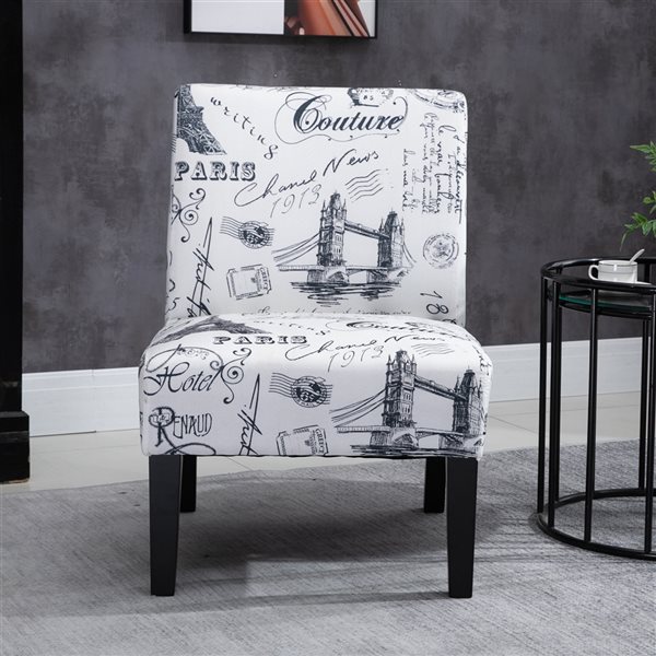 Chaise de salle à manger Parsons de HomCom contemporaine en polyester multicolore rembourrée avec cadre en bois foncé