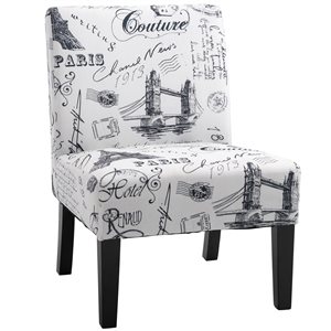 HomCom Contemporary Multicoloured Polyester Upholstered Parsons Chair with Dark Wood Frame