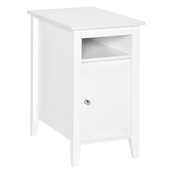 HomCom White Wood Rectangular 3-Tier End Table with Adjustable Shelves