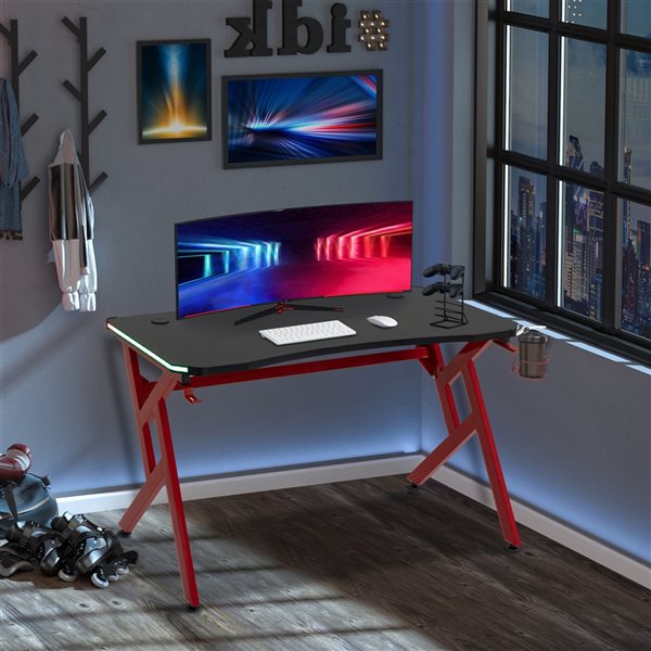 23.75 x 47.25 x 29.25 Brown Black Particle Board Metal Computer Desk