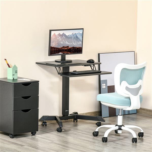 Vinsetto 25.5-in Black Modern/Contemporary Height Adjustable 2-Tier Standing Desk with Keyboard Tray