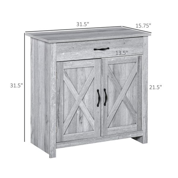 HomCom Farmhouse Grey MDF Barn Door Sideboard