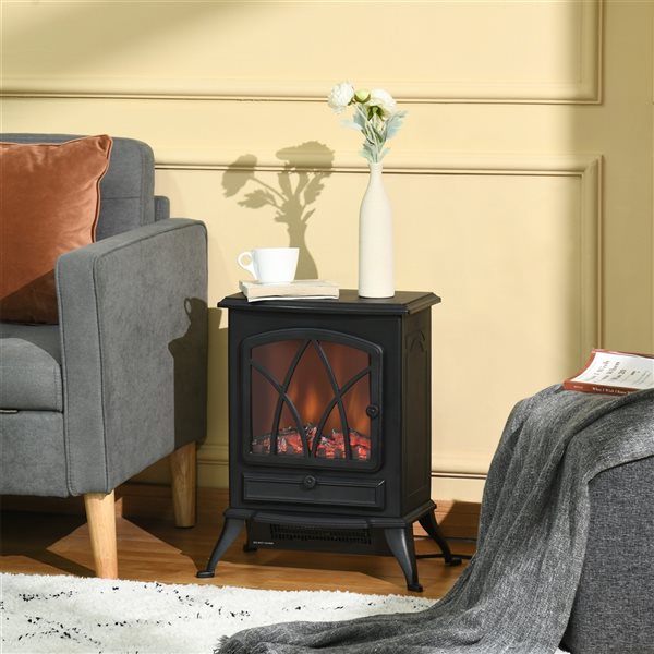 HomCom 17.75-in W Black LED Electric Fireplace