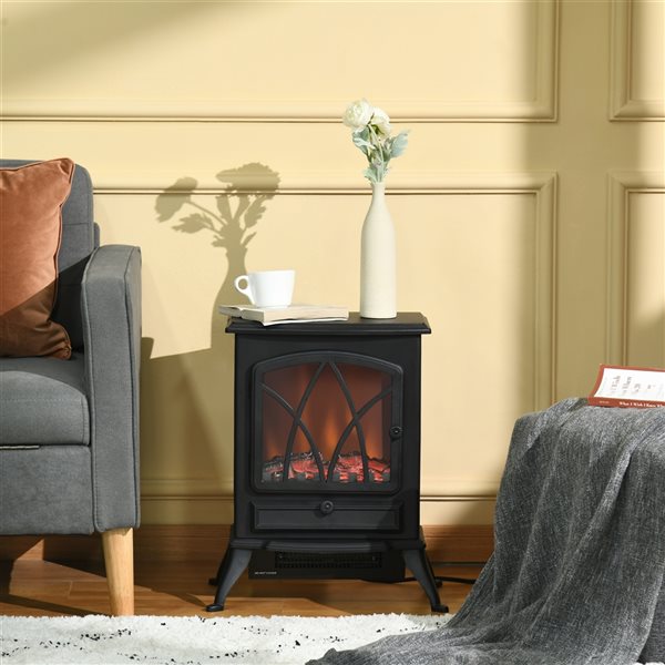 HomCom 17.75-in W Black LED Electric Fireplace