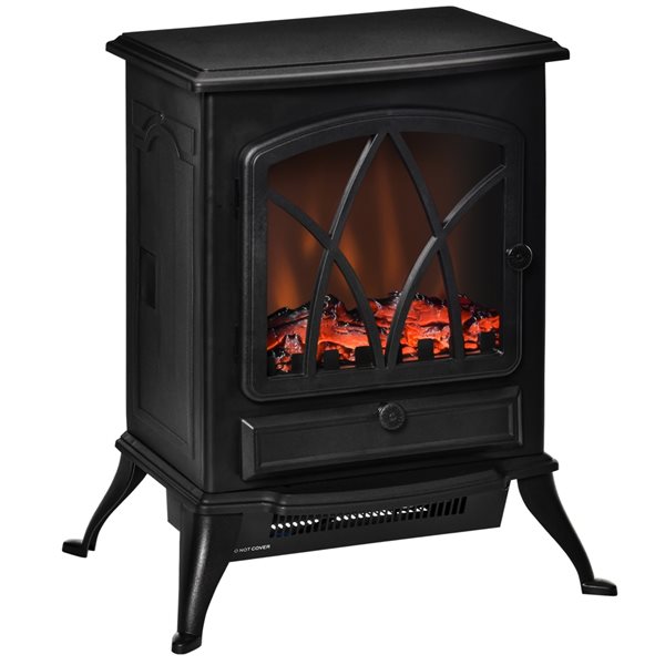 HomCom 17.75-in W Black LED Electric Fireplace