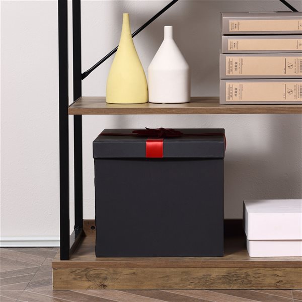 HOMCOM Industrial Brown Particle Board 4-Shelf Ladder Bookcase