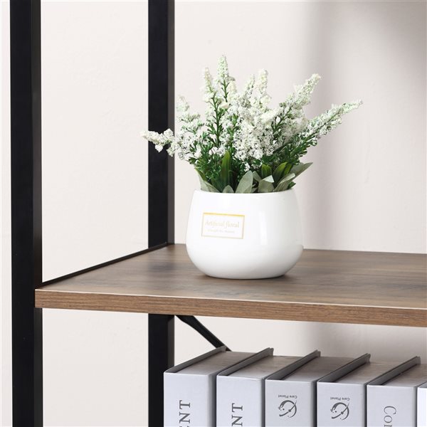 HOMCOM Industrial Brown Particle Board 4-Shelf Ladder Bookcase