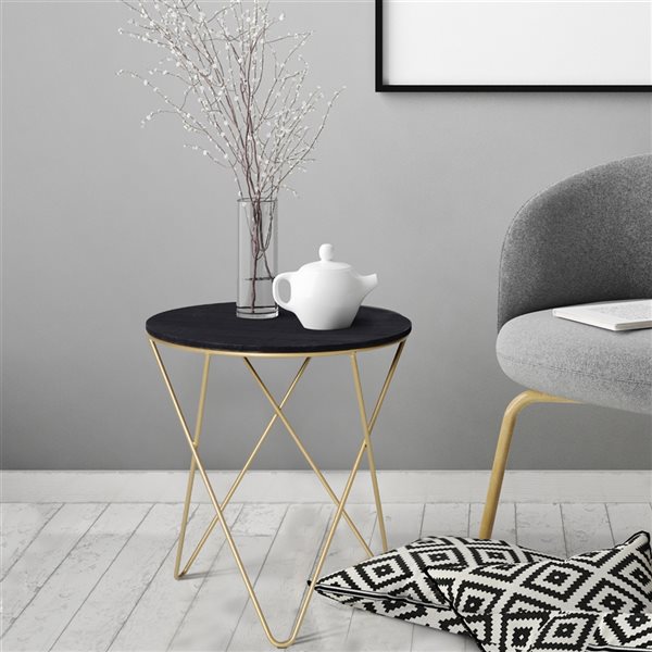 black and gold round side table