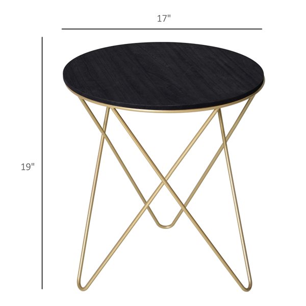 HOMCOM Black/Gold Metal Frame MDF Round Tabletop Coffee Table