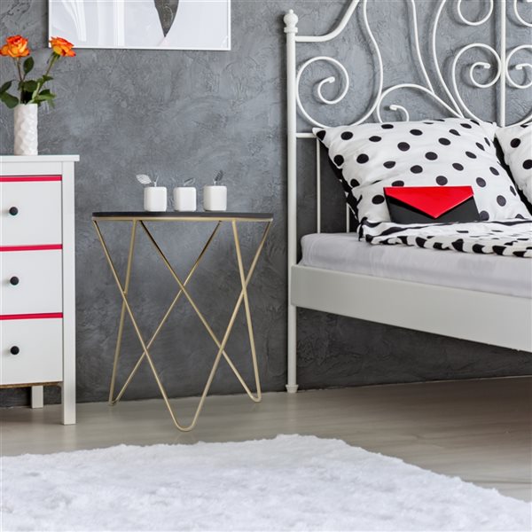 HOMCOM Black/Gold Metal Frame MDF Round Tabletop Coffee Table