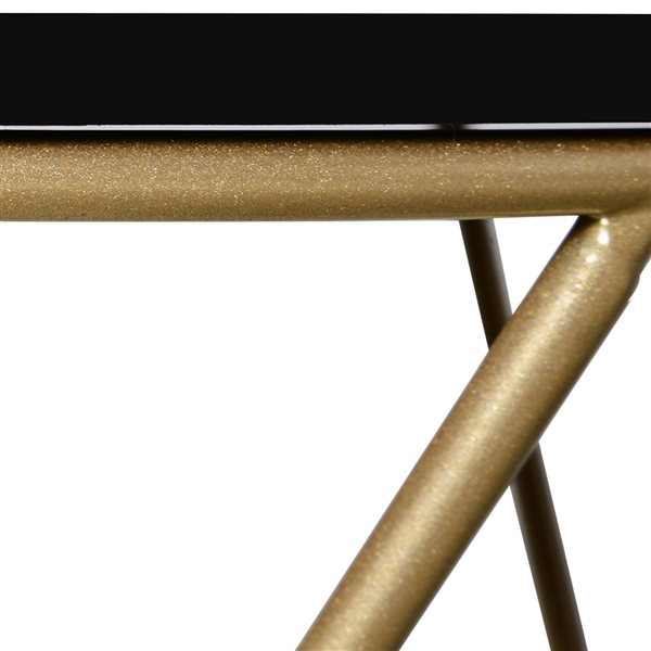 HOMCOM Black/Gold Metal Frame MDF Round Tabletop Coffee Table