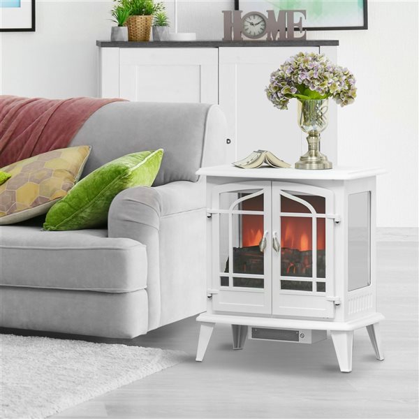 HomCom 25-in W White LED Electric Fireplace