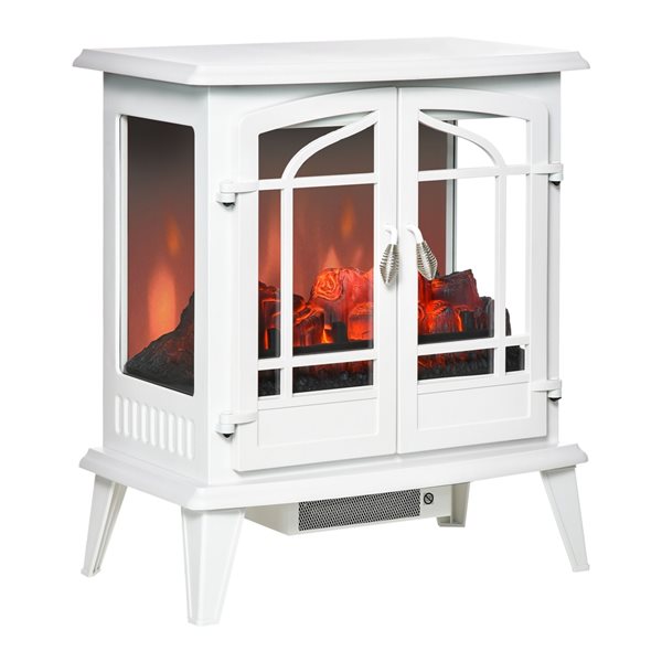 HomCom 25-in W White LED Electric Fireplace