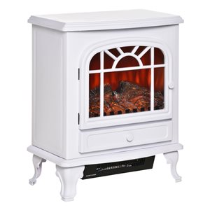 HomCom 20-in W Freestanding White LED Electric Fireplace