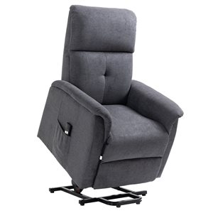 HomCom Grey Electric Powered Linen Recliner with Footrest