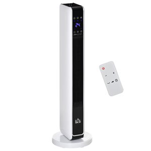 Radiateur électrique vertical en céramique HomCom intérieur blanc de 1500 watts, télécommande incluse