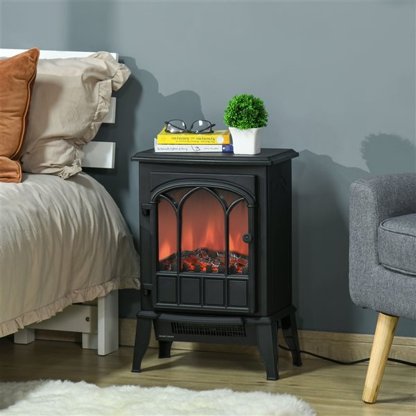 HomCom 15.25-in W Black Freestanding LED Electric Fireplace