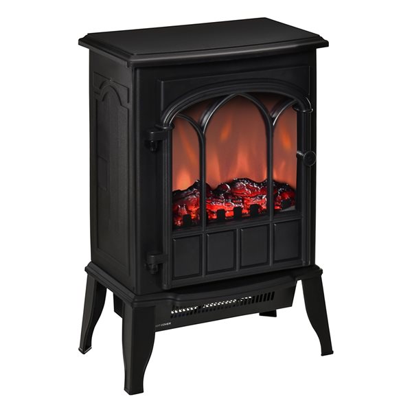 HomCom 15.25-in W Black Freestanding LED Electric Fireplace