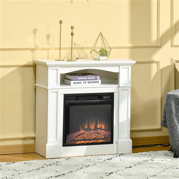 HomCom 31.75-in W White LED Electric Fireplace