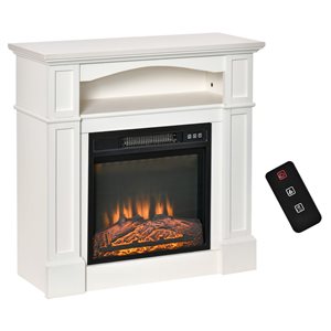 HomCom 31.75-in W White LED Electric Fireplace