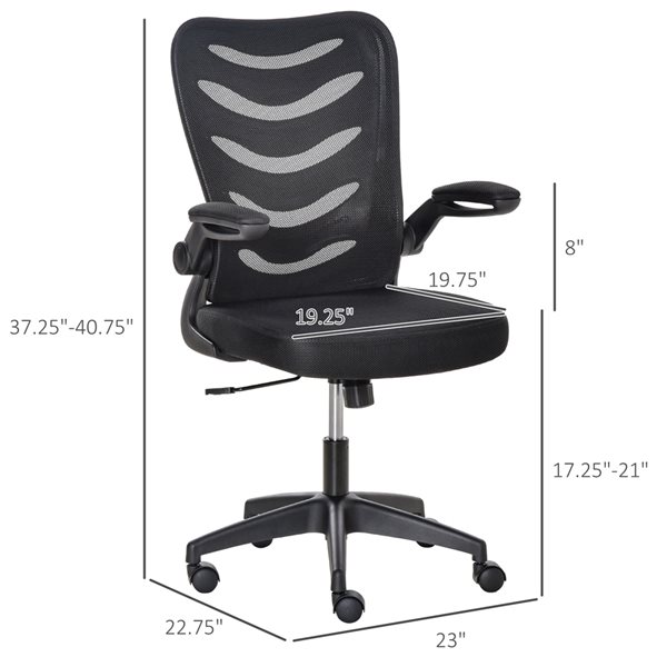Vinsetto Black Ergonomic Adjustable Height Swivel Mesh Task Chair with Lumbar Support
