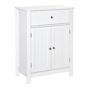 Kleankin 23.5-in W x 31.5-in H x 11.75-in D White MDF Freestanding Bathroom Cabinet with 2-Shelf