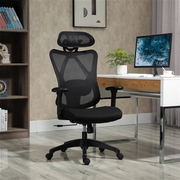 Vinsetto Black Ergonomic Adjustable Height Swivel Mesh Task Chair with ...