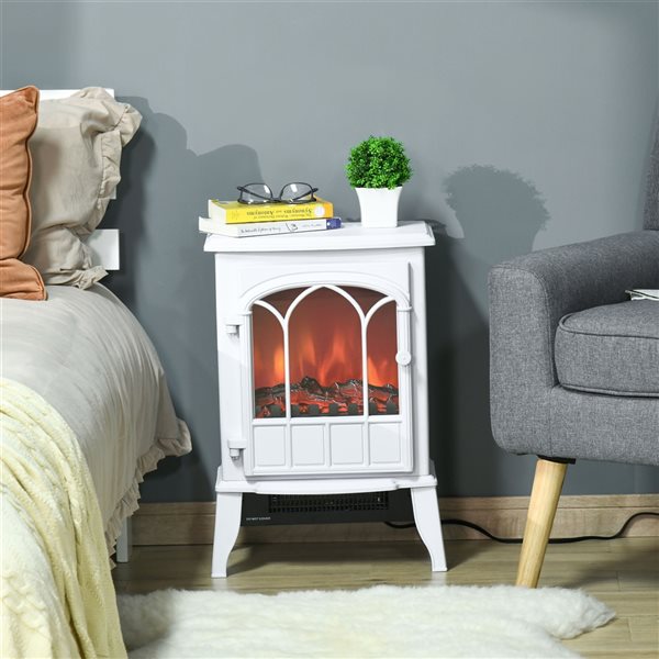 HomCom 15.25-in W Freestanding White LED Electric Fireplace