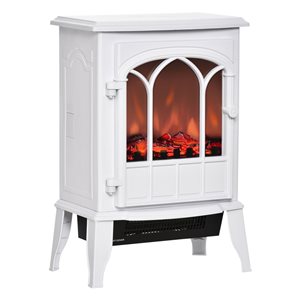 HomCom 15.25-in W Freestanding White LED Electric Fireplace