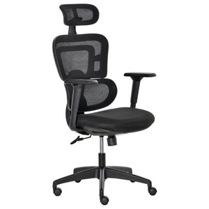 Chaise de bureau pivotante en maille Vinsetto ergonomique avec hauteur ajustable, noir