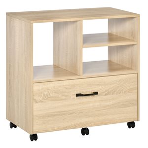 Vinsetto Natural 1-Drawer File Cabinet with 3 Display Shelves