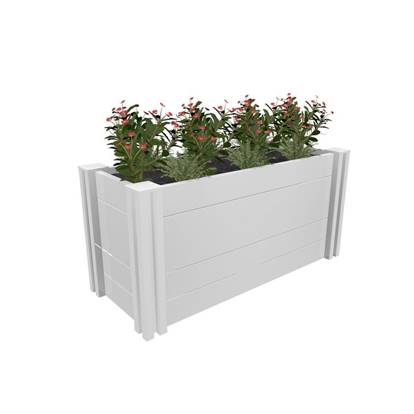 Vita Parklette 39 1/2-in x 19-in White Vinyl Planter with Adjustable False Bottom