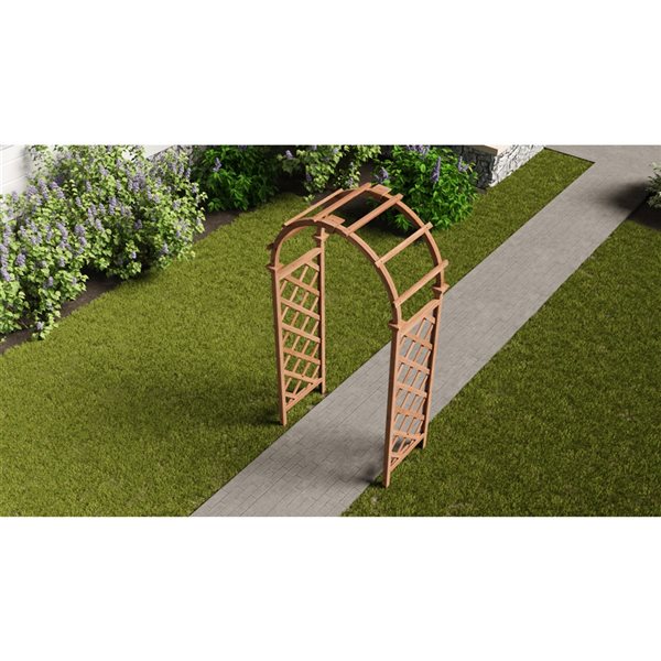 Vita Collingwood 3 1/2-ft x 6 3/4-ft Golden-Brown Cedar Arched Garden Arbour with Lattice