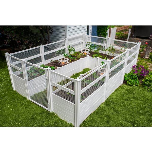 Vita 97-in x 144 1/4-in x 46 3/4-in White Vinyl Keyhole Composting Garden with Foldable Fence Panels and Gate