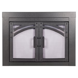 Pleasant Hearth Axel Black 30-in to 37-in W x 22 1/2-in to 29 1/2-in H (Small) Tempered Glass Fireplace Doors