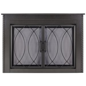 Pleasant Hearth Amhearst Black 30-in to 37-in W x 22 1/2-in to 29 1/2-in H (Small) Tempered Glass Fireplace Doors