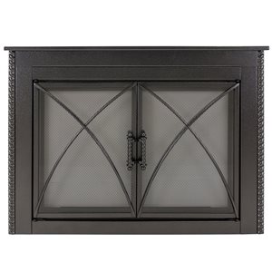 Pleasant Hearth Albus Black 30-in to 37-in W x 22 1/2-in to 29 1/2-in H (Small) Tempered Glass Fireplace Doors