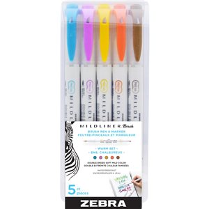 Zebra Mildliner 5-Pack Small Assorted Warm Brush Pens