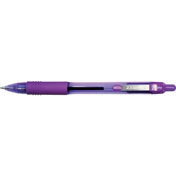 Stylos à bille Z-Grip de Zebra à pointe fine, violet, ens. de 12