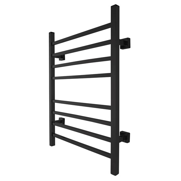 WarmlyYours Sierra Stainless Steel Black Dual Connection Hardwired Towel Warmer with 8 Bars