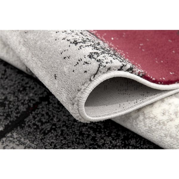 Rug Branch Modern Abstract  Grey Red Indoor Doormat Rug - 2x5